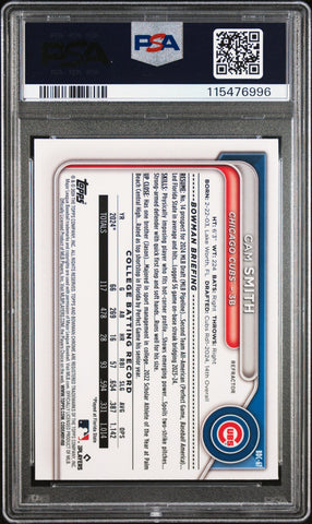 Graded 2024 Topps Bowman Draft Cam Smith #BDC67 Chrome Refractor Rookie RC Baseball Card PSA 10 Gem Mint (ONLINE ORDER ONLY)