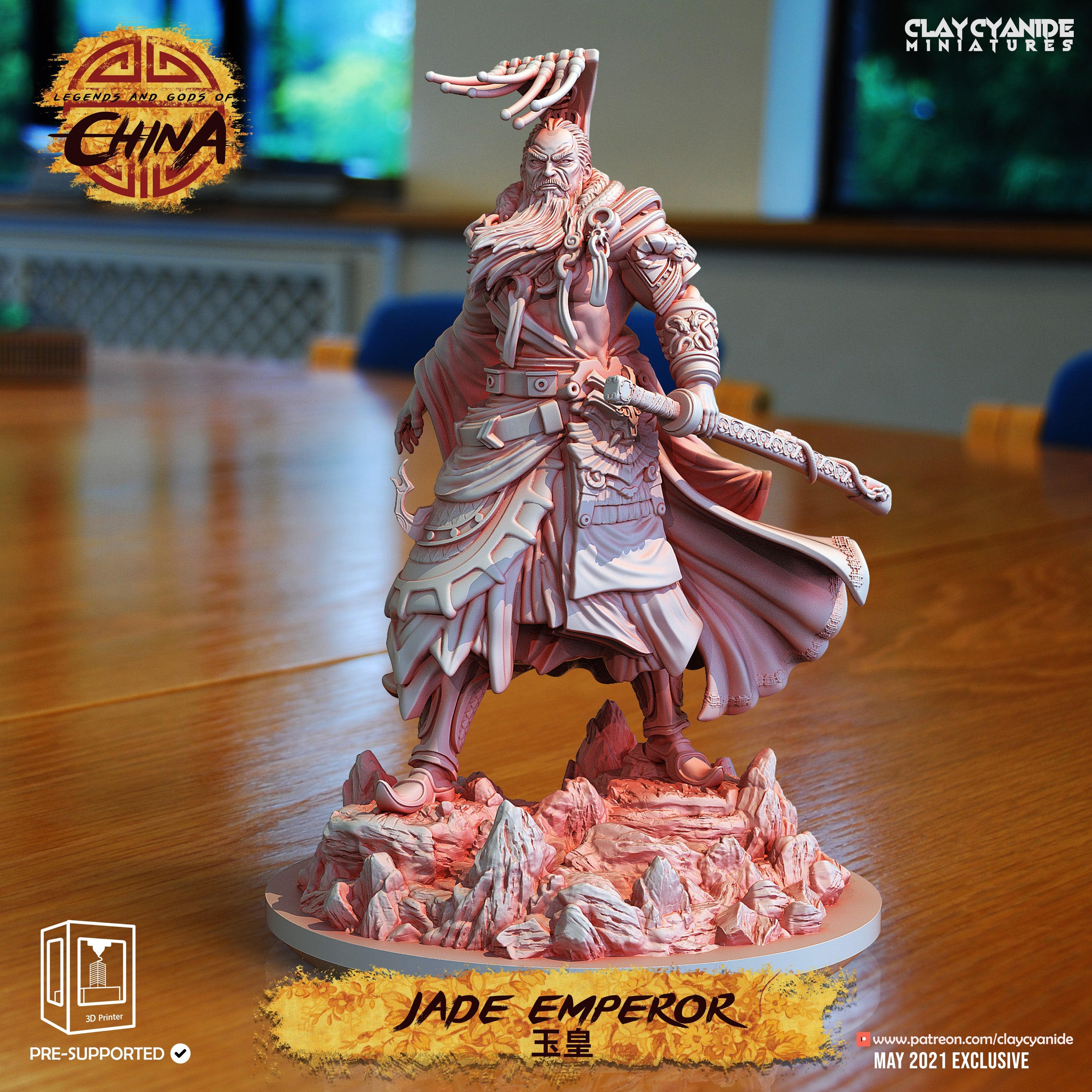 3D Printed Clay Cyanide Jade Emperor Legends and Gods Of China 28 32 mm D&D (Online Only)