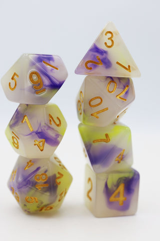 Yellow & Purple Jade RPG Dice Set (ONLINE ORDER ONLY)