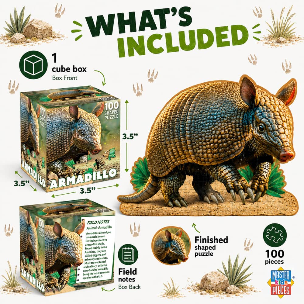 Armadillo 100 Piece Shaped Jigsaw Puzzle