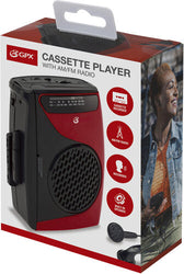 GPX CAS337 Portable Cassette Player with AM/FM Radio/Voice Record (Red, Black, Cassette Player) [Cassette Player] (ONLINE ORDER ONLY)