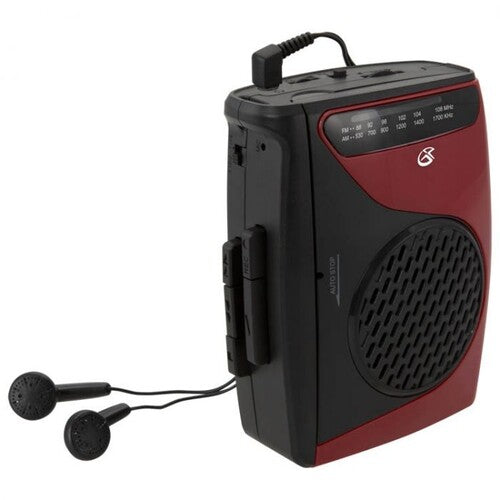 GPX CAS337 Portable Cassette Player with AM/FM Radio/Voice Record (Red, Black, Cassette Player) [Cassette Player] (ONLINE ORDER ONLY)