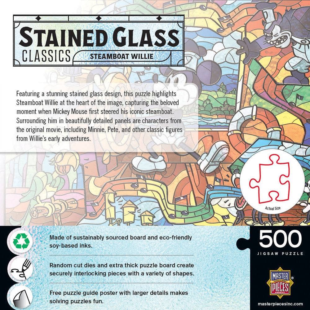 Stained Glass - Steamboat Willie 500 Piece Jigsaw Puzzle (ONLINE ORDER ONLY)