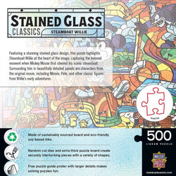 Stained Glass - Steamboat Willie 500 Piece Jigsaw Puzzle (ONLINE ORDER ONLY)