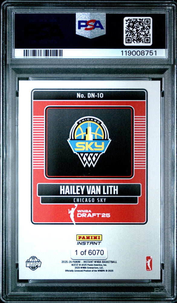 Graded 2025 Panini Instant Hailey Van Lith #DN10 Draft Night Rookie RC Basketball Card PSA 10 Gem Mint (ONLINE ORDER ONLY)