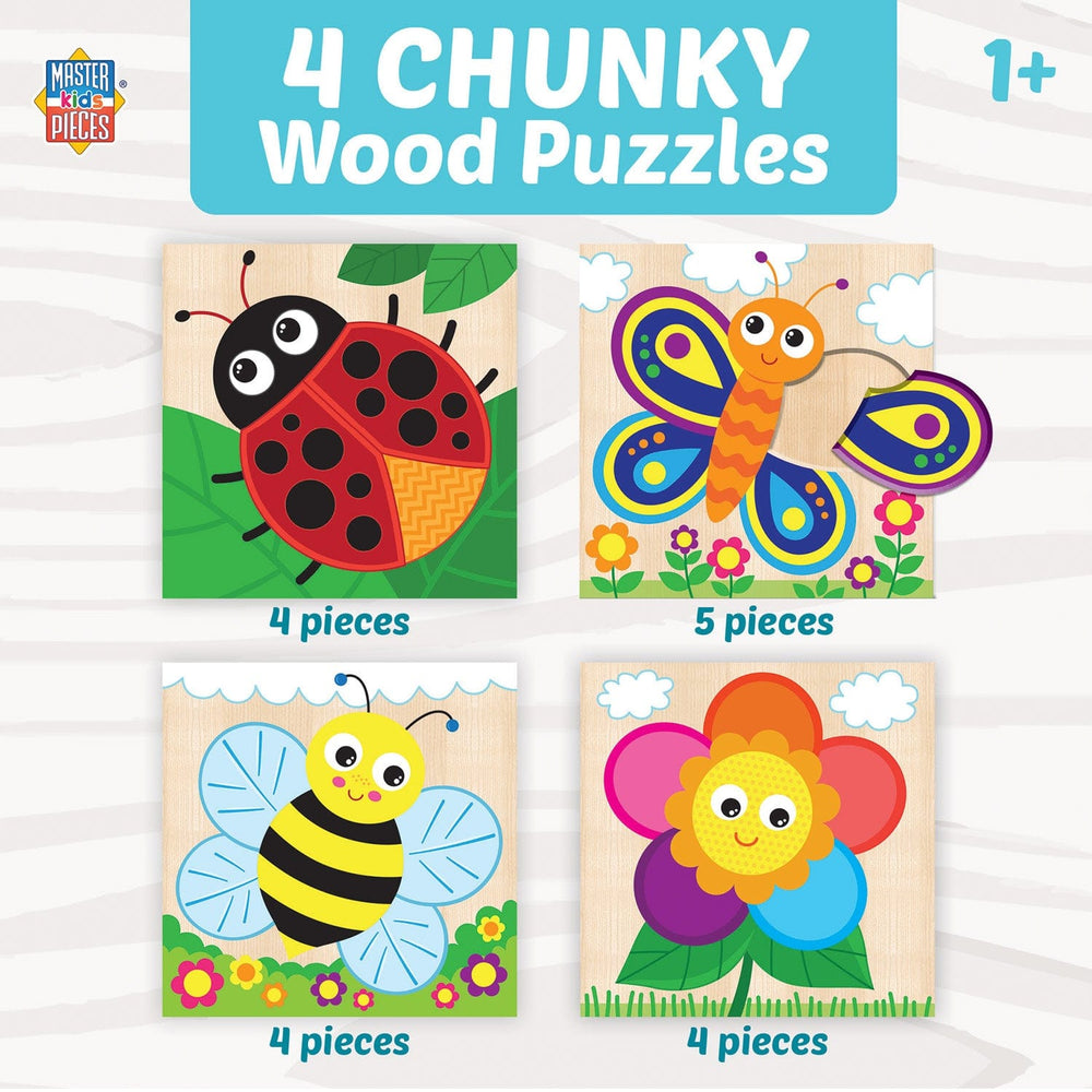 Garden Chunky Wood Puzzles - Kids 4-Pack