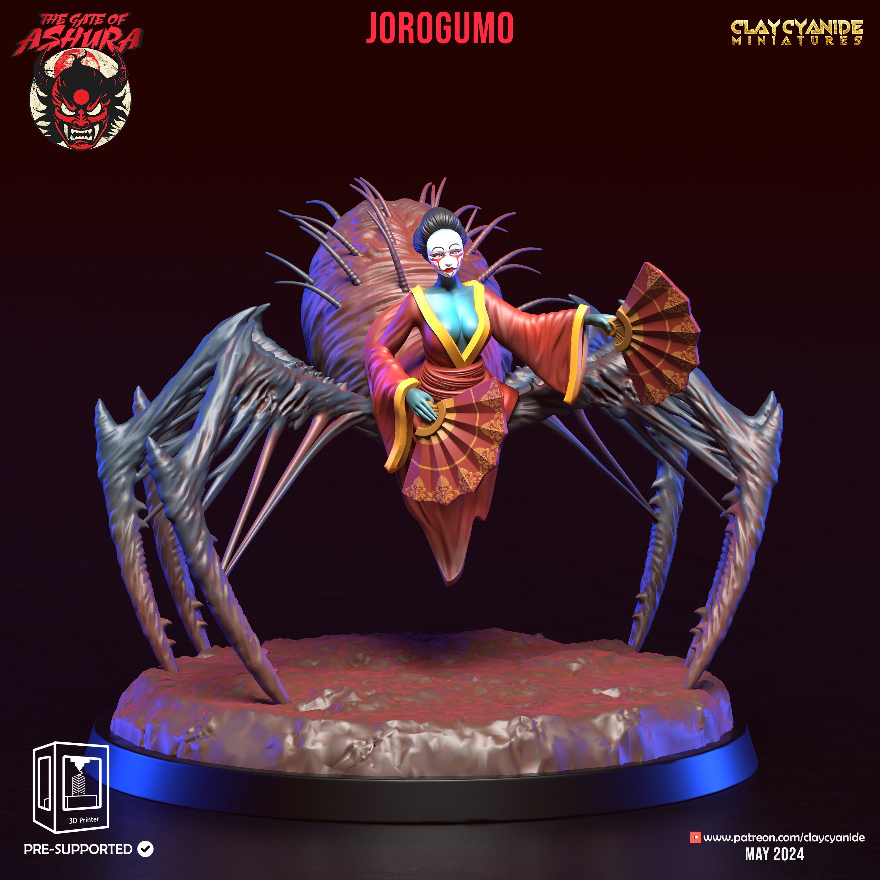 3D Printed Clay Cyanide Jorogumo The Gate of Ashura 28 32 mm D&D (Online Only)