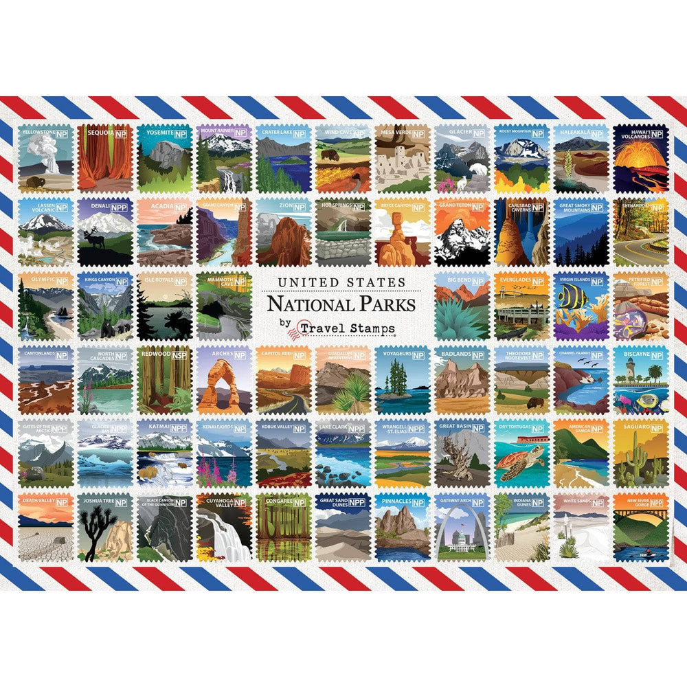 National Parks Travel Stamps 1000 Piece Jigsaw Puzzle (ONLINE ORDER ONLY)