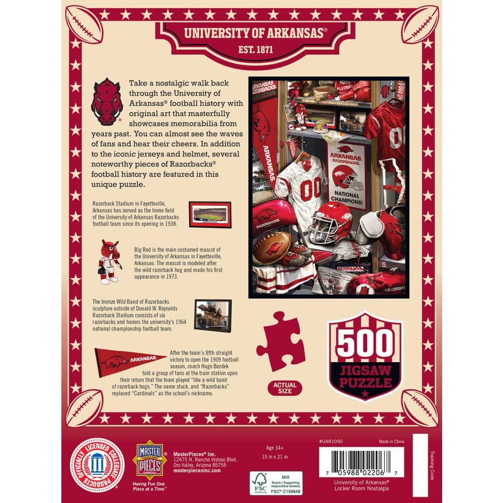 Arkansas Razorbacks - Locker Room 500 Piece Jigsaw Puzzle
