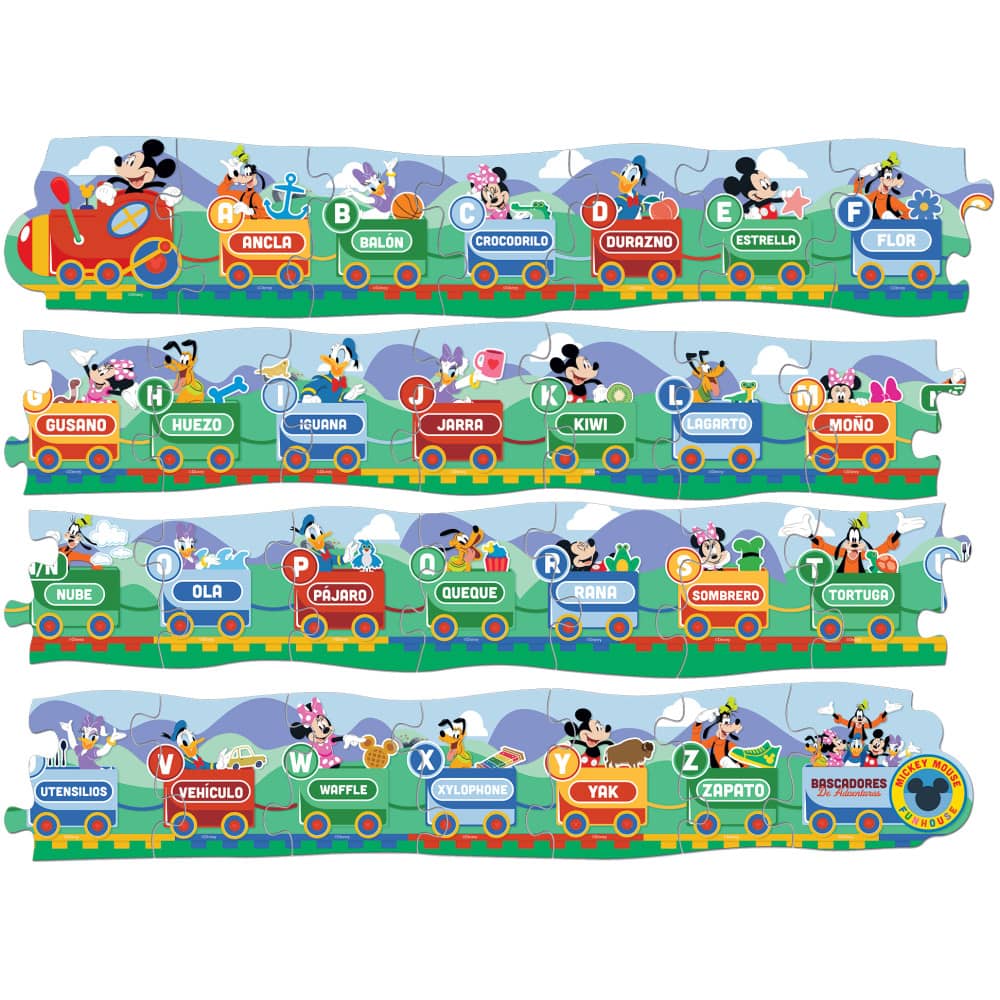 Disney - Mickey ABCs Educational Train 28 Piece Wood Floor Puzzle (ONLINE ORDER ONLY)