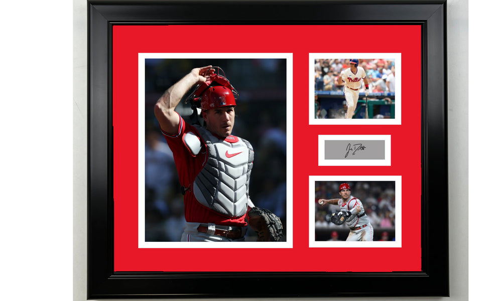 Framed J.T. Realmuto Philadelphia Phillies Facsimile Laser Engraved Signature Baseball 14x11 3 Photo Collage (ONLINE ORDER ONLY)