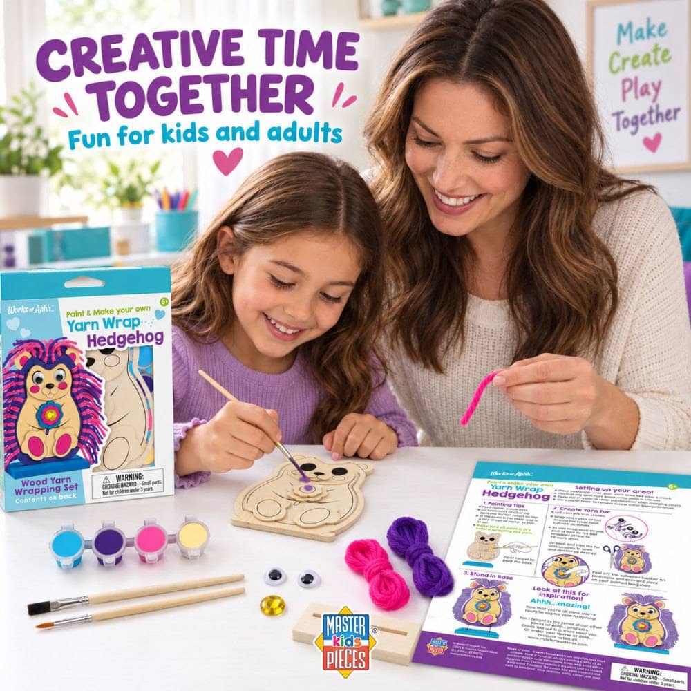 Hedgehog - Wood Yarn Wrapping Craft & Paint Kit