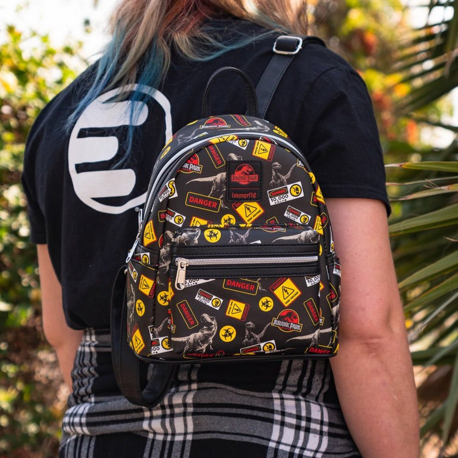 Jurassic Park Warning Signs Mini Backpack by LoungeFly (Online Order Only)