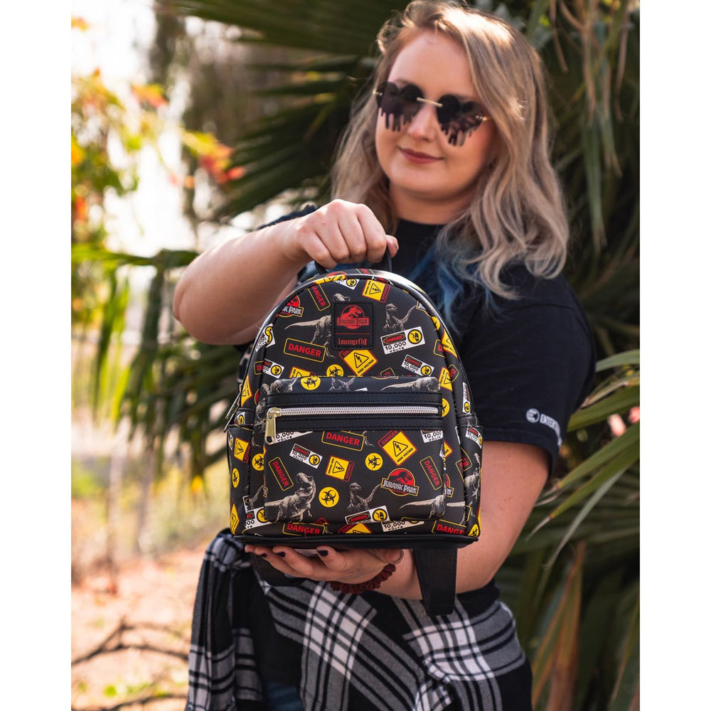 Jurassic Park Warning Signs Mini Backpack by LoungeFly (Online Order Only)