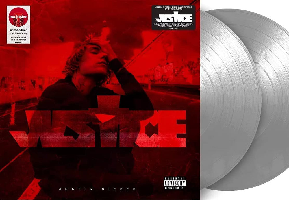 Justin Bieber - Justice [Explicit Content] (Limited Edition, Bonus Track, Alternate Cover, Silver Vinyl) (2 Lp's) [Vinyl] (ONLINE ORDER ONLY)