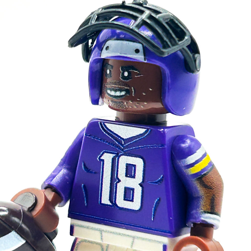 #18 WR Vikings Football Player Minifig made using LEGO parts - B3 Customs (Online Order Only)