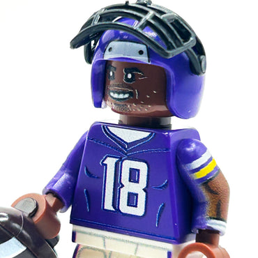 #18 WR Vikings Football Player Minifig made using LEGO parts - B3 Customs (Online Order Only)