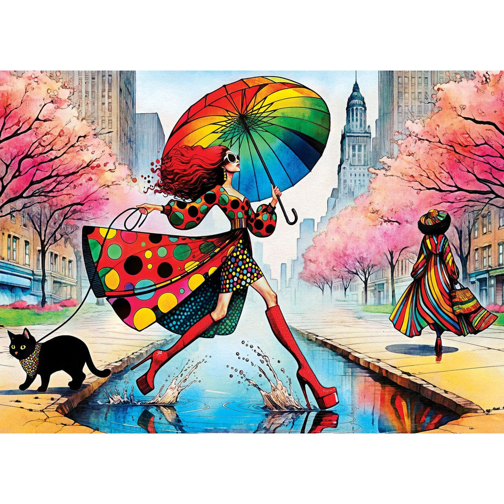 Catwalk Couture - Purrfect Rainy Runway 1000 Piece Jigsaw Puzzle