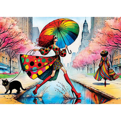 Catwalk Couture - Purrfect Rainy Runway 1000 Piece Jigsaw Puzzle