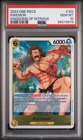 2023 ONE PIECE KINGDOMS OF INTRIGUE KIN'EMON #102 - PSA GEM MT 10 (Online Order Only)