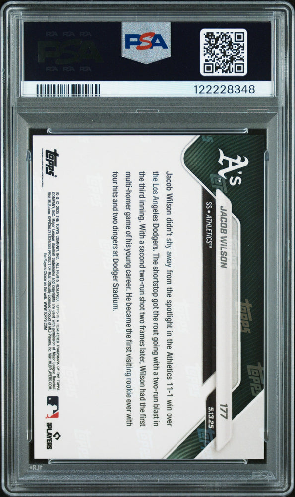 Graded 2025 Topps Now Jacob Wilson #177 Orange Foil /25 Rookie RC Baseball Card PSA 10 Gem Mint (ONLINE ORDER ONLY)