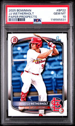 Graded 2025 Topps Bowman JJ Wetherholt #BP22 Paper Prospects Rookie RC Baseball Card PSA 10 Gem Mint (ONLINE ORDER ONLY)