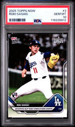 Graded 2025 Topps Now Roki Sasaki #3 Rookie RC Baseball Card PSA 10 Gem Mint (ONLINE ORDER ONLY)