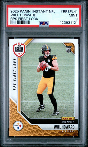 Graded 2025 Panini Instant Will Howard #RPSFL41 RPS First Look Rookie RC Football Card PSA 9 Mint (ONLINE ORDER ONLY)