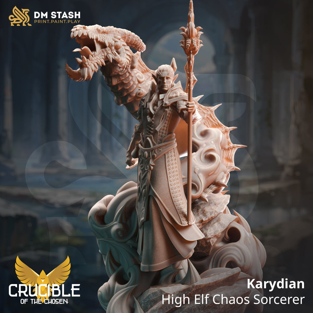 Karydian, High Elf Chaos Sorcerer (Male Elf Sorcerer with Dragon) (Online Order Only)
