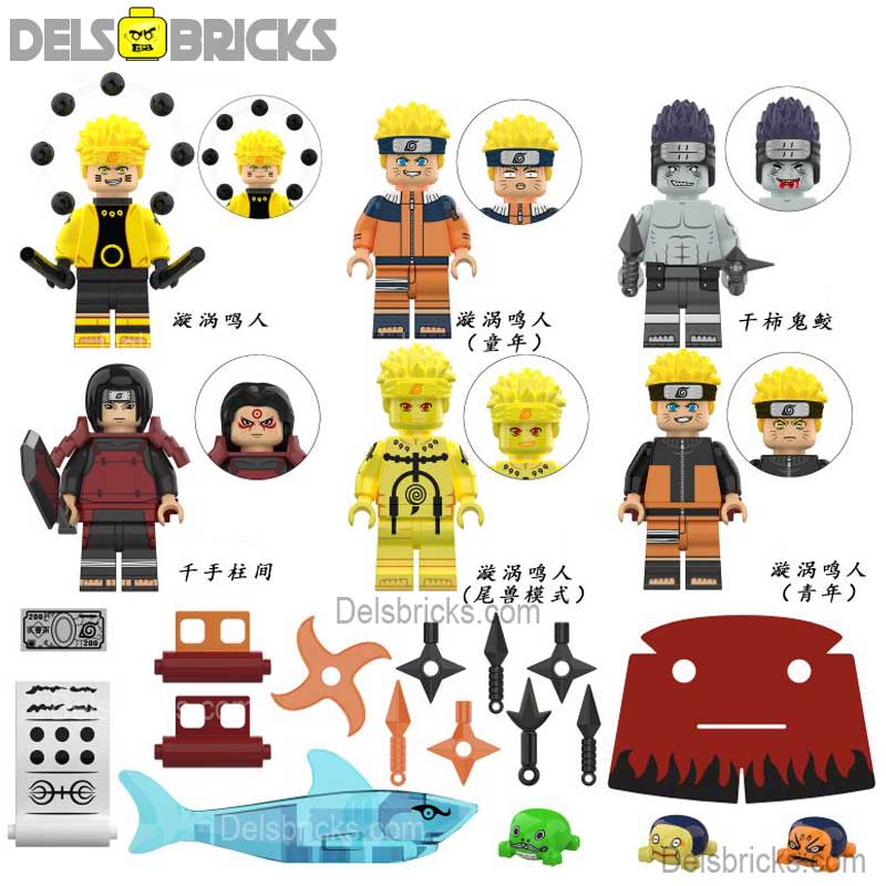 Naruto set of 6 Lego Anime Minifigures Custom Toys (ONLINE ORDER ONLY)