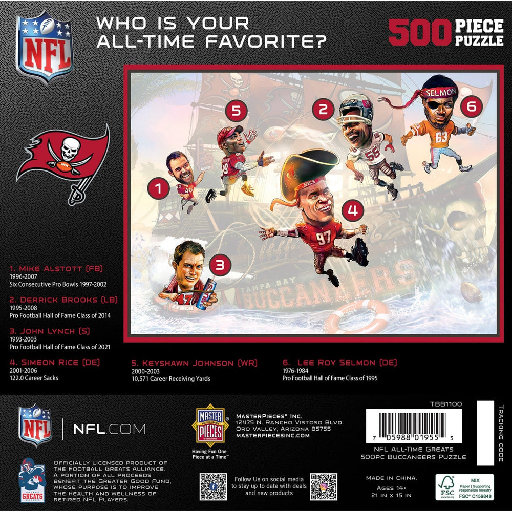 Tampa Bay Buccaneers - All Time Greats 500 Piece Jigsaw Puzzle (ONLINE ORDER ONLY)