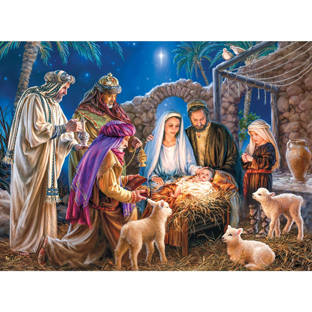 Holiday Glitter - Christ is Born 100 Piece Jigsaw Puzzle (ONLINE ORDER ONLY)
