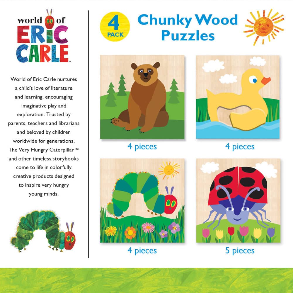 Eric Carle Chunky Wood Puzzles - Kids 4 Pack (ONLINE ORDER ONLY)