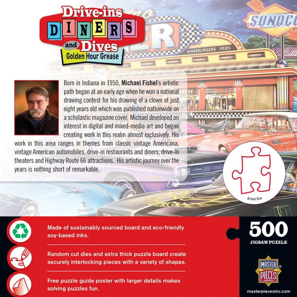 Drive-Ins, Diners & Dives - Golden Hour Grease 500 Piece Jigsaw Puzzle (ONLINE ORDER ONLY)