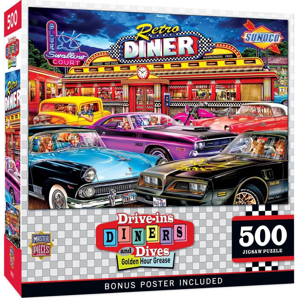 Drive-Ins, Diners & Dives - Golden Hour Grease 500 Piece Jigsaw Puzzle (ONLINE ORDER ONLY)