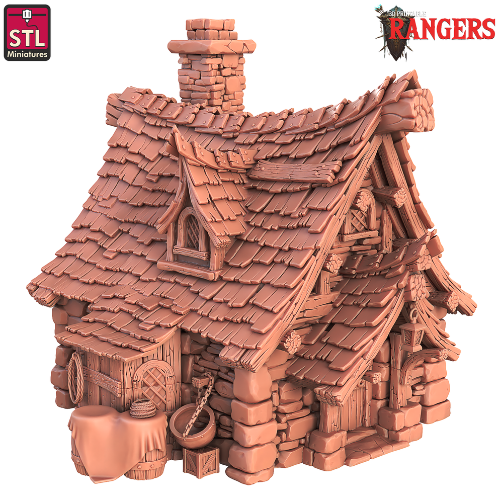 3D Printed STL Miniatures Rangers Small House Set Rangers  28 - 32mm War Gaming D&D (Online Only)
