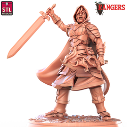 3D Printed STL Miniatures Human Female Ranger A Rangers 28 - 32mm War Gaming D&D (Online Only)
