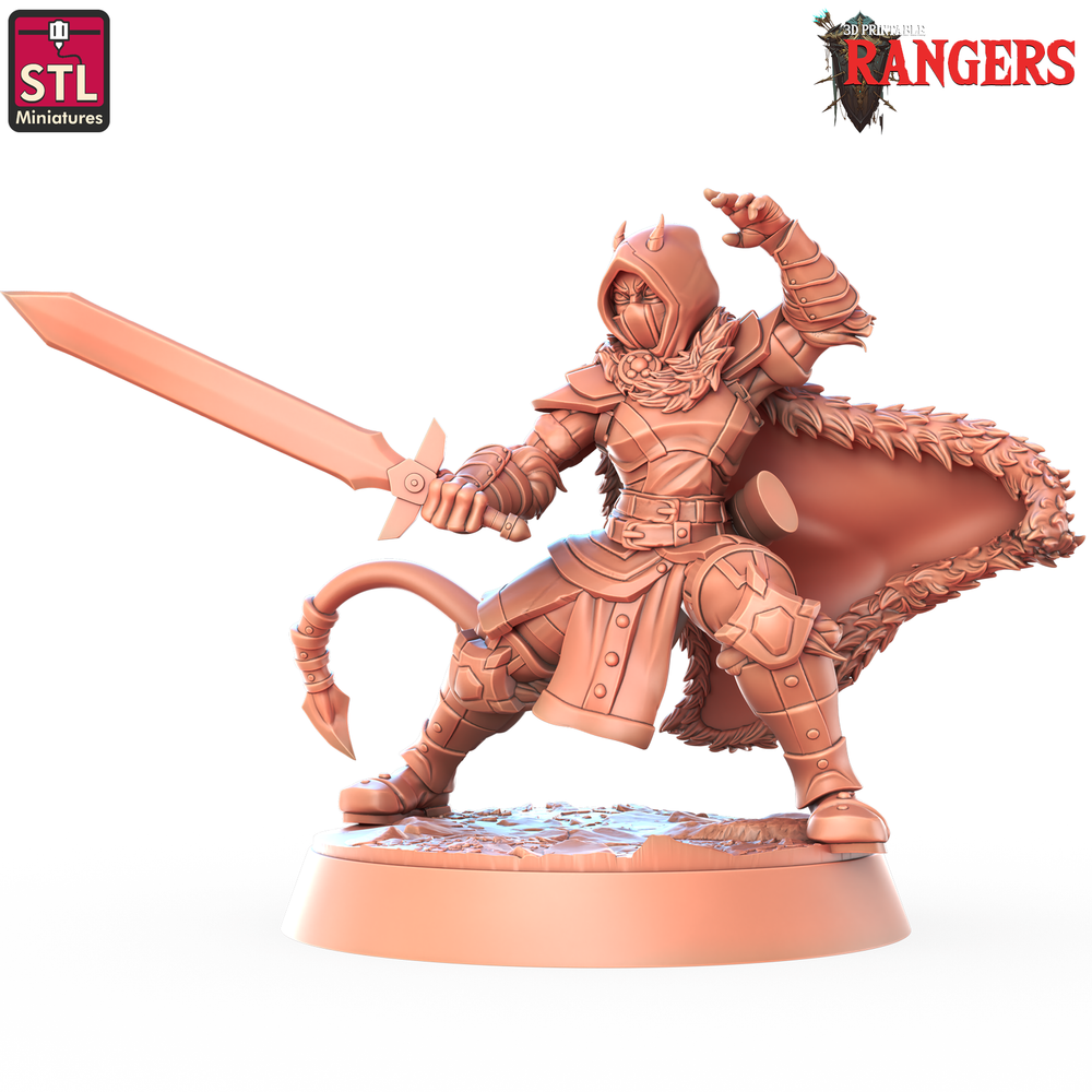 3D Printed STL Miniatures Tiefling Female Ranger Rangers 28 - 32mm War Gaming D&D (Online Only)