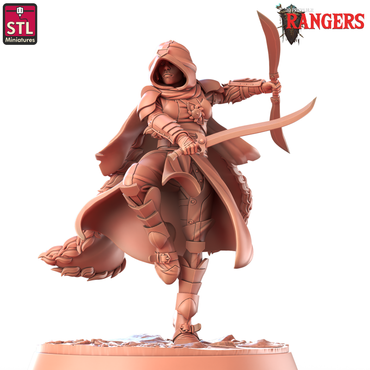 3D Printed STL Miniatures Elf Female Ranger B Rangers 28 - 32mm War Gaming D&D (Online Only)