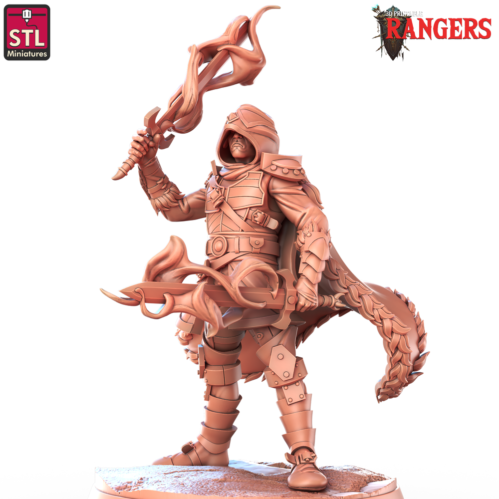3D Printed STL Miniatures Elf Male Ranger A Rangers 28 - 32mm War Gaming D&D (Online Only)