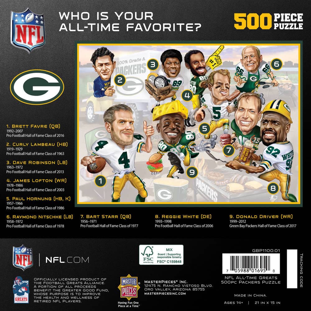 Green Bay Packers - All-Time Greats 500 Piece Jigsaw Puzzle