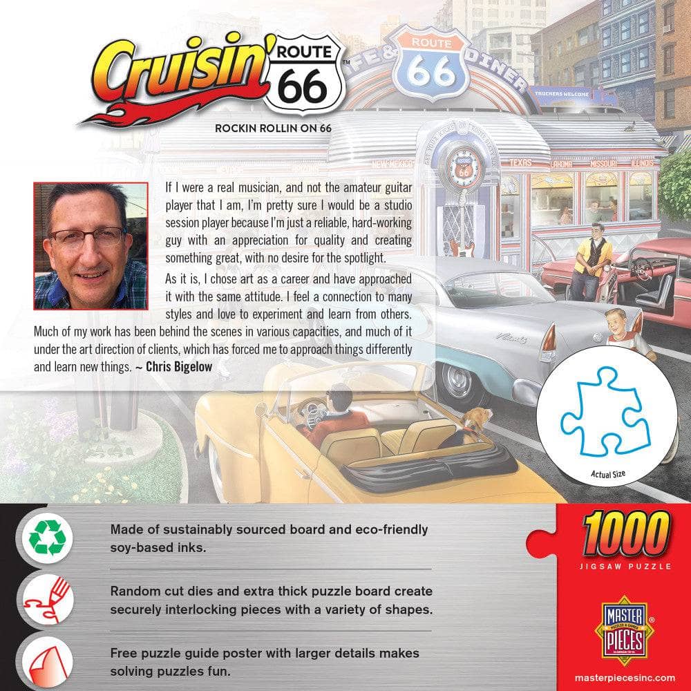 Cruisin' Route 66 - Rockin Rollin on 66 1000 Piece Jigsaw Puzzle