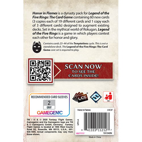 Legend of the Five Rings LCG: Honor in Flames (ONLINE ORDER ONLY)
