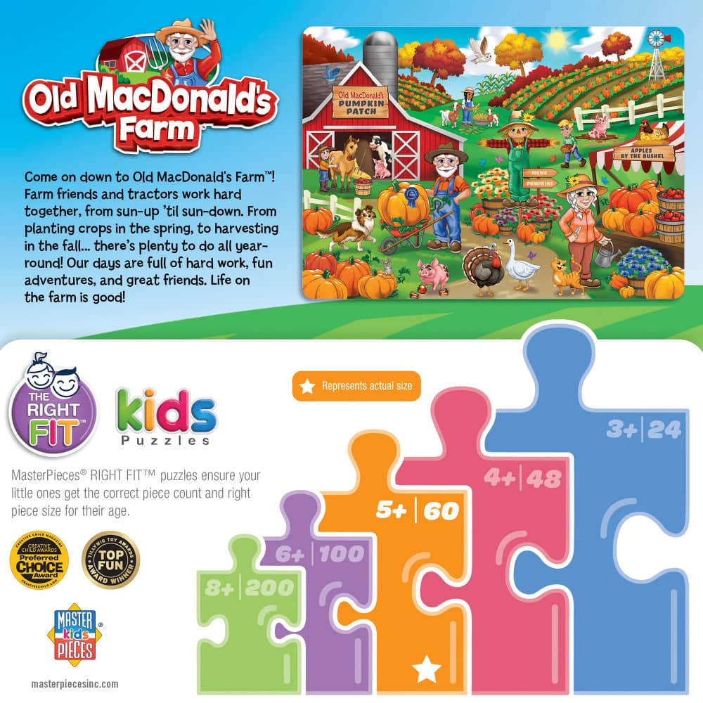 Old MacDonald's Farm - Pumpkin Patch 60 Piece Jigsaw Puzzle (ONLINE ORDER ONLY)
