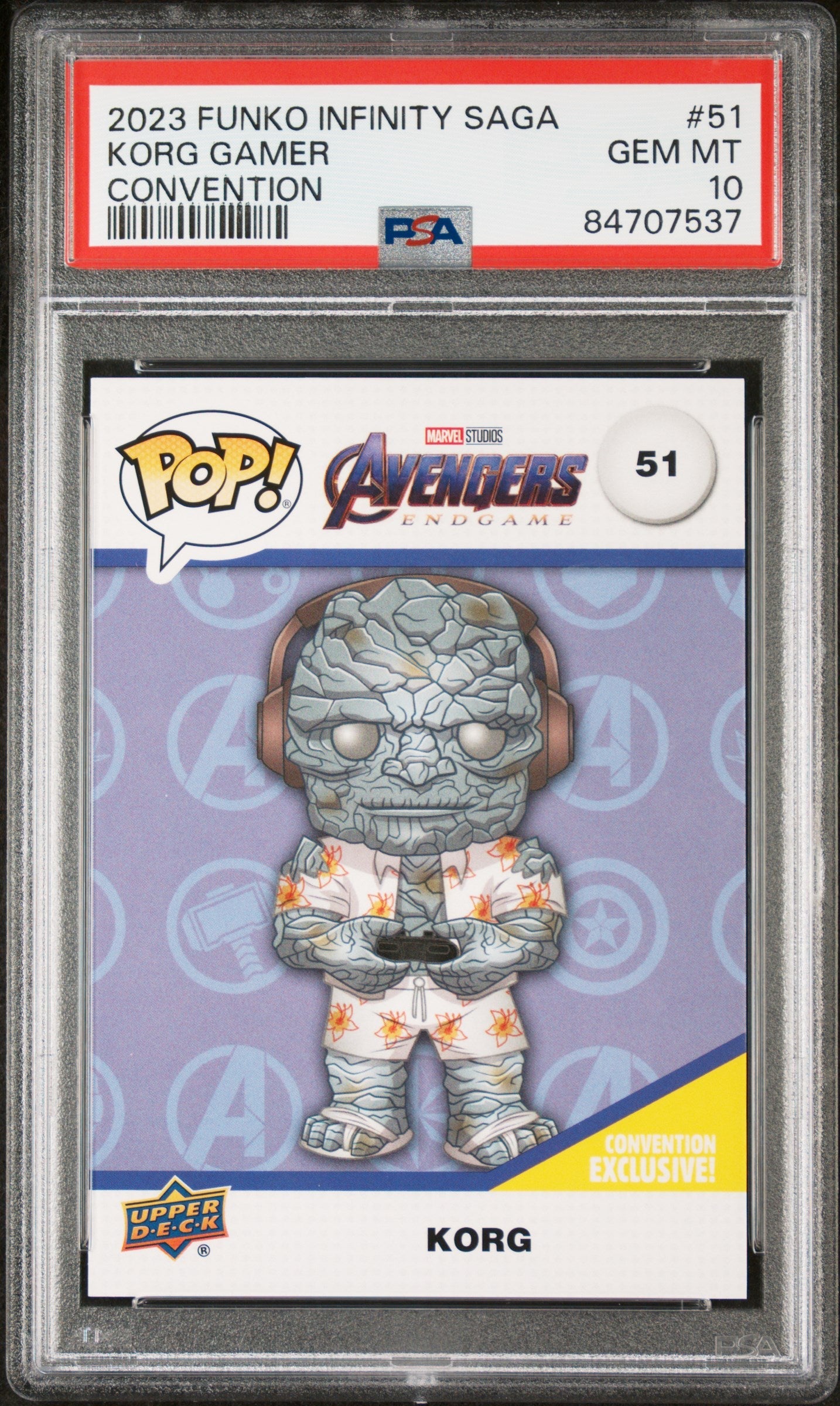 2023 UPPER DECK FUNKO POP MARVEL  KORG GAMER CONVENTION #51  PSA 10 (Online Order Only)