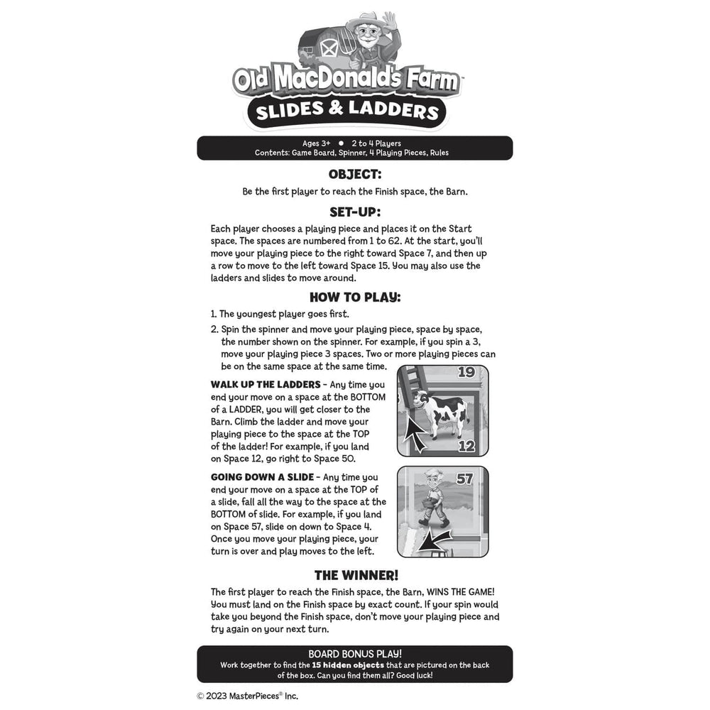 Old MacDonald's Farm - Slides & Ladders Board Game (ONLINE ORDER ONLY)