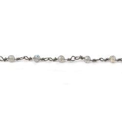 3mm Labradorite micro-faceted round Black Gold plated Chain by the foot 40 beads (ONLINE ORDER ONLY)