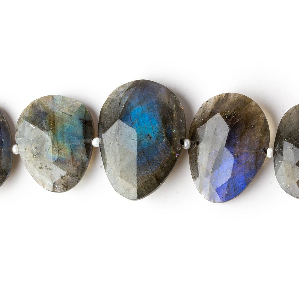 Labradorite side drilled faceted flat nugget beads 16 inch 33 pieces (ONLINE ORDER ONLY)