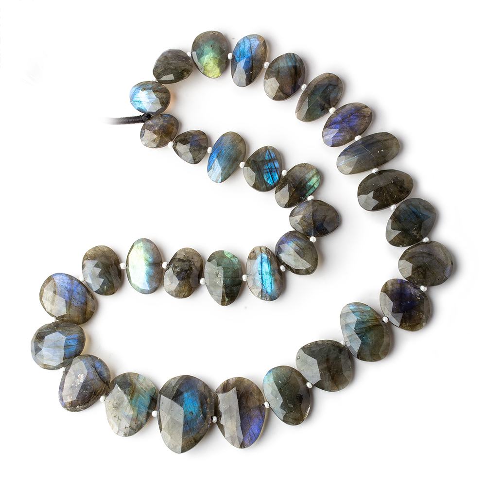Labradorite side drilled faceted flat nugget beads 16 inch 33 pieces (ONLINE ORDER ONLY)
