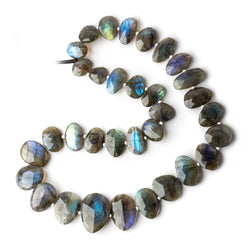 Labradorite side drilled faceted flat nugget beads 16 inch 33 pieces (ONLINE ORDER ONLY)